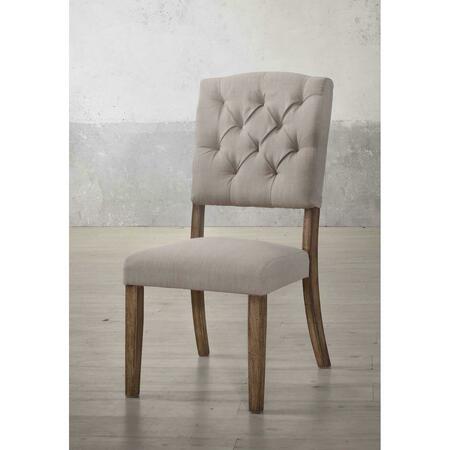 KD ESTANTERIA Side Chair In Cream Linen & Weathered Oak, 2PK KD3091733